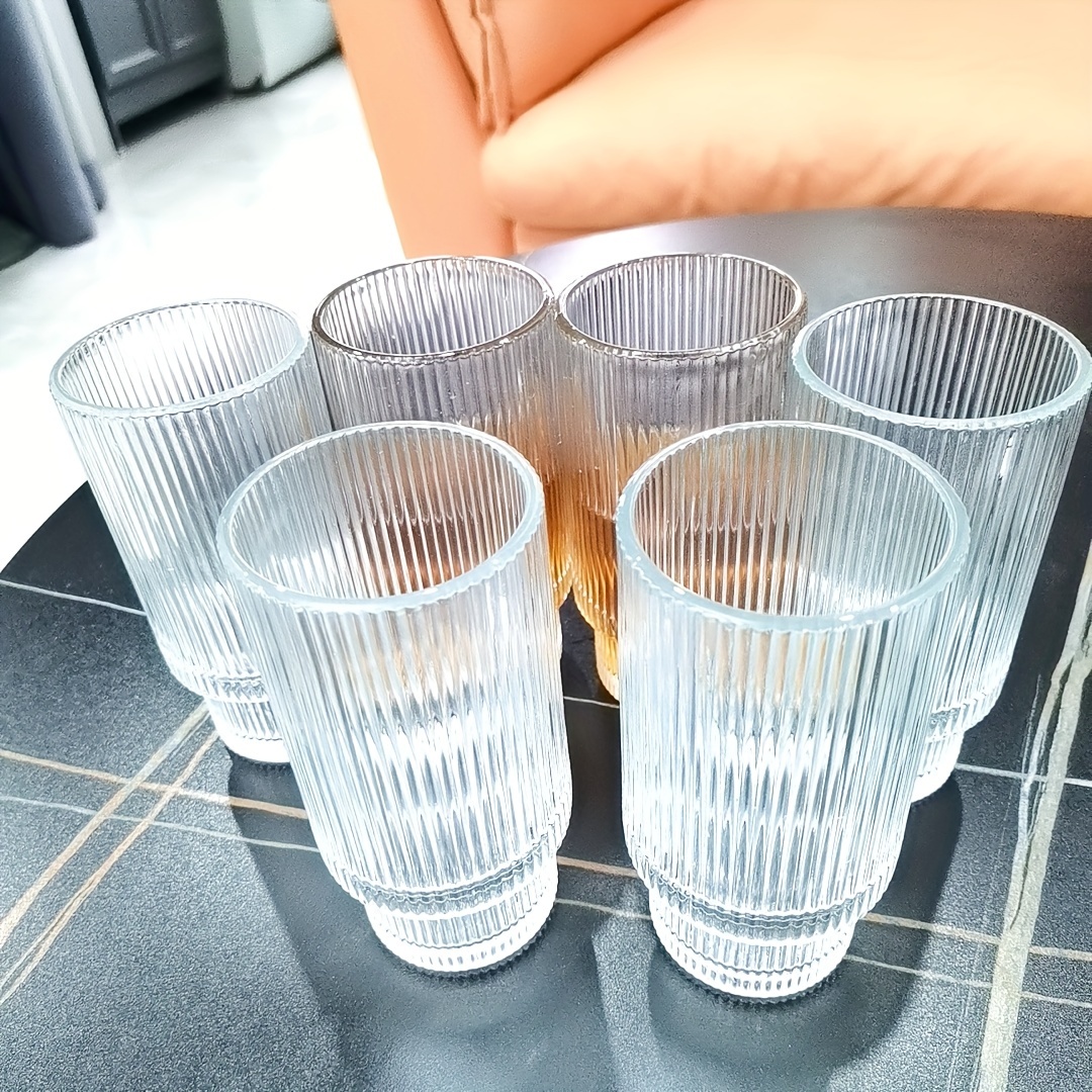 Glass Cups Japanese Origami Style Vertical Striped Drinking - Temu