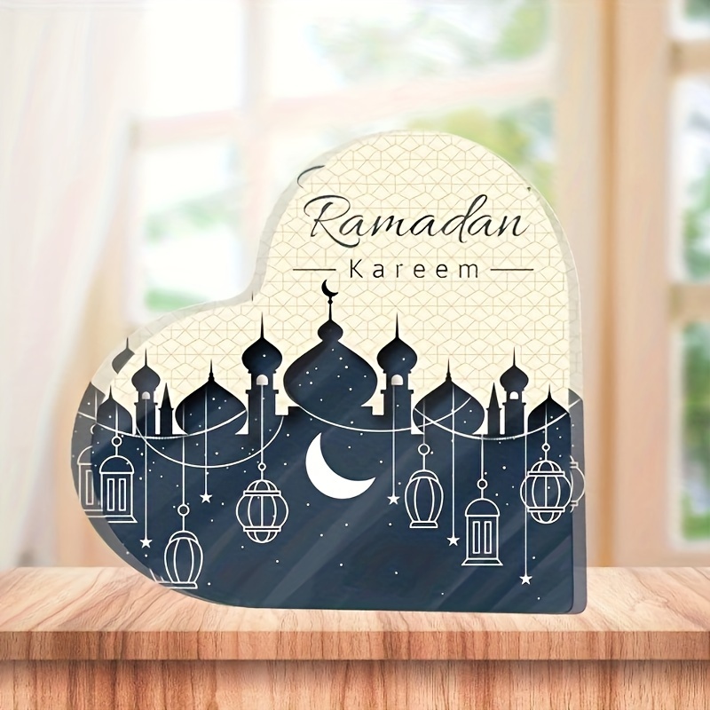 1pc Ramadan Herzförmige Acrylplakette Ramadan Geschenke Eid - Temu Germany