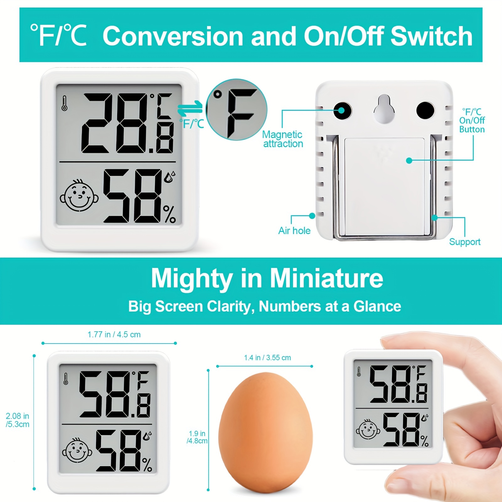 Indoor Humidity Meter Hygrometer, Room Thermometer For Accurate Room Temperature  Monitor, Digital Hygrometer With Indoor Thermometer For Home, Baby Nursery,  And Humidity Sensor Enhanced Comfort