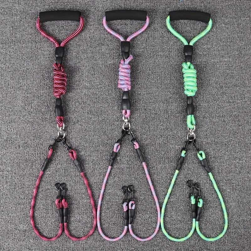 Wave Pattern Dual Dog Leash for Walking Two Dogs