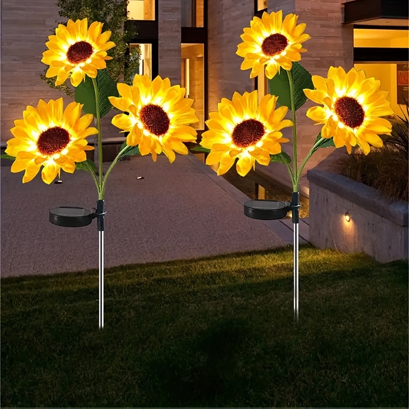 2 Stück Realistische Solar-sonnenblumen-lichter Für Den