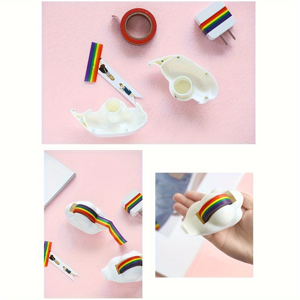 1pc Cartoon Cloud Tape Dispenser Creative Decorative Stationery Tool With  Rainbow Tape Cutter, Suitable For Kids, School And Office