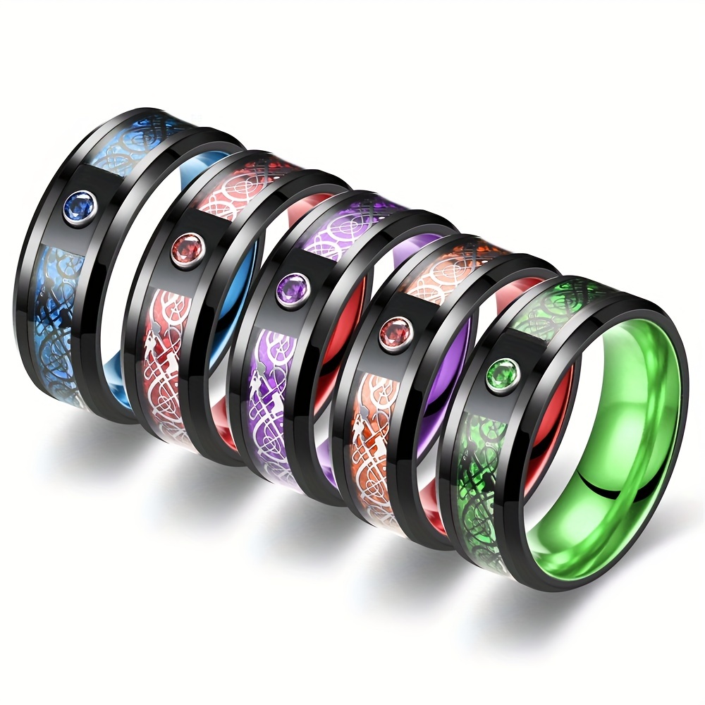 Men's Two Tone Zircon Dragon Pattern Ring