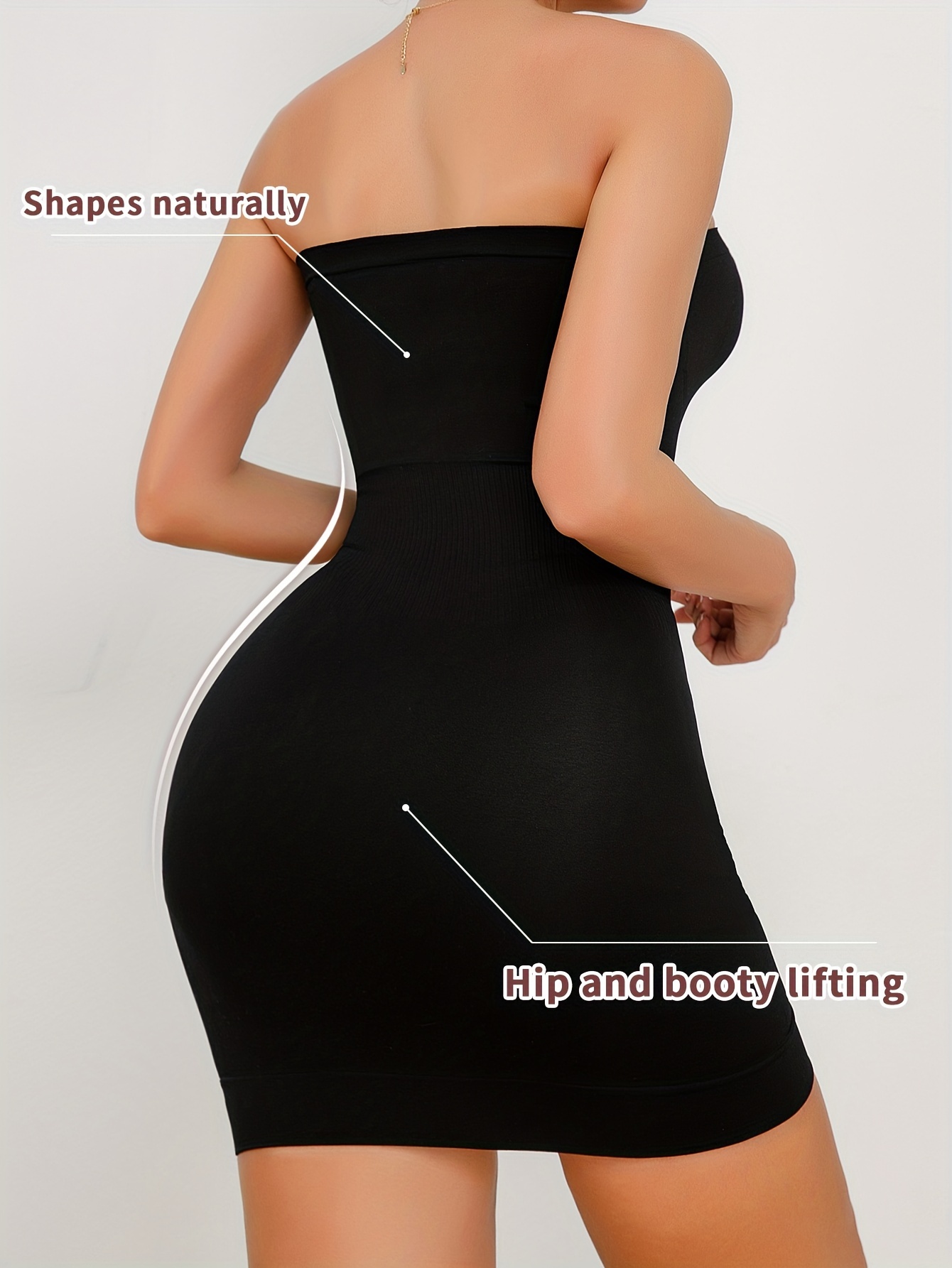 Elegant Plain Bandeau Flattering Bodycon Shaping Dress High Temu