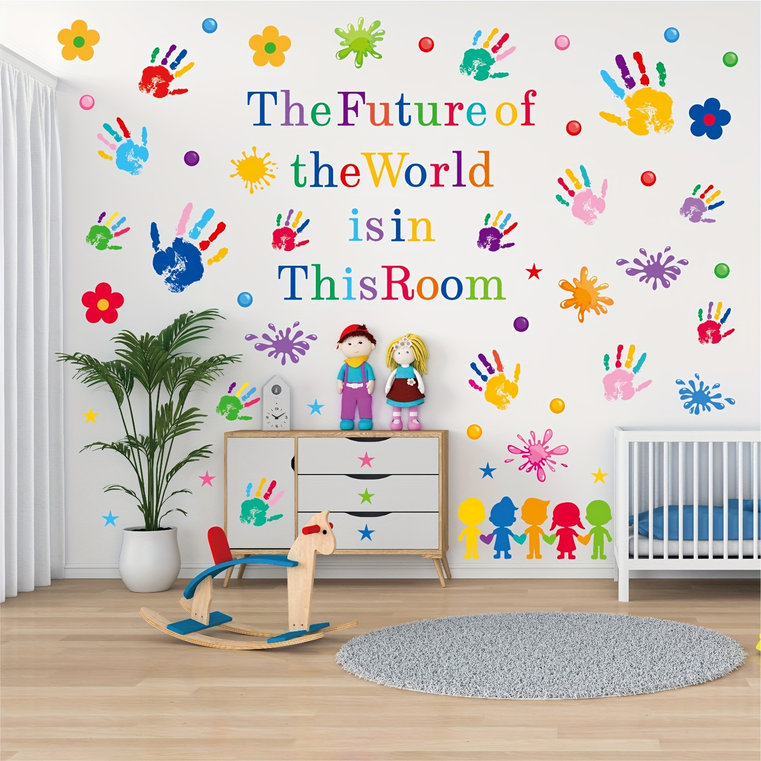 Colorful Hand Print Wall Stickers, Splash Rainbow Classroom Game ...