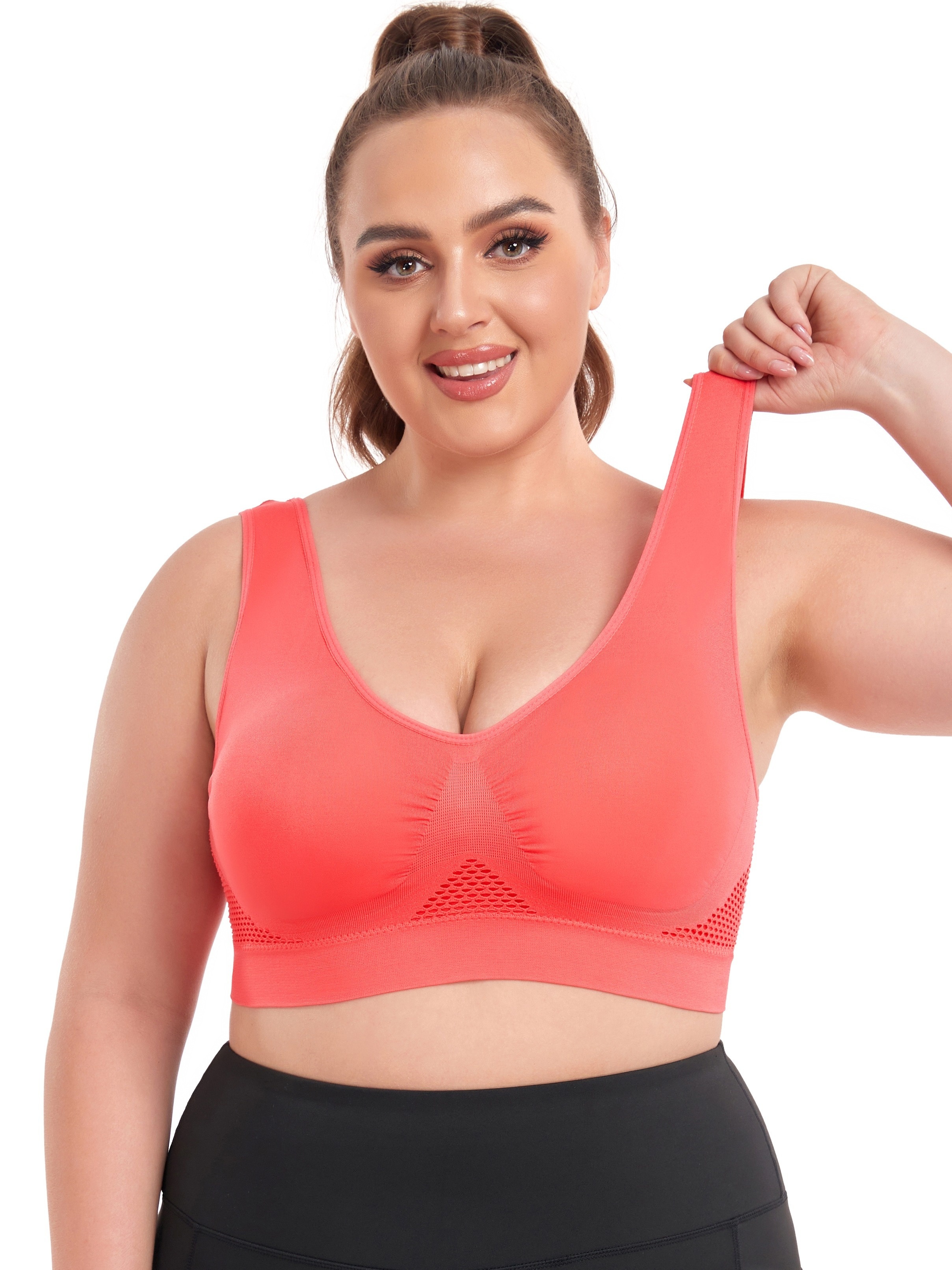 Breathable Sports Bras Women Hollow Out Padded Sports Bra Top Plus Size Gym  Running Fitness Yoga Sports Tops 