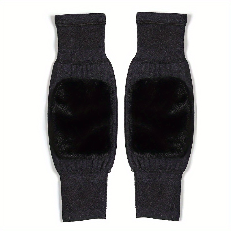 2pcs Winter Warm Knee Pads Double Thick Wool Protection Fleece Wind Cold Gear
