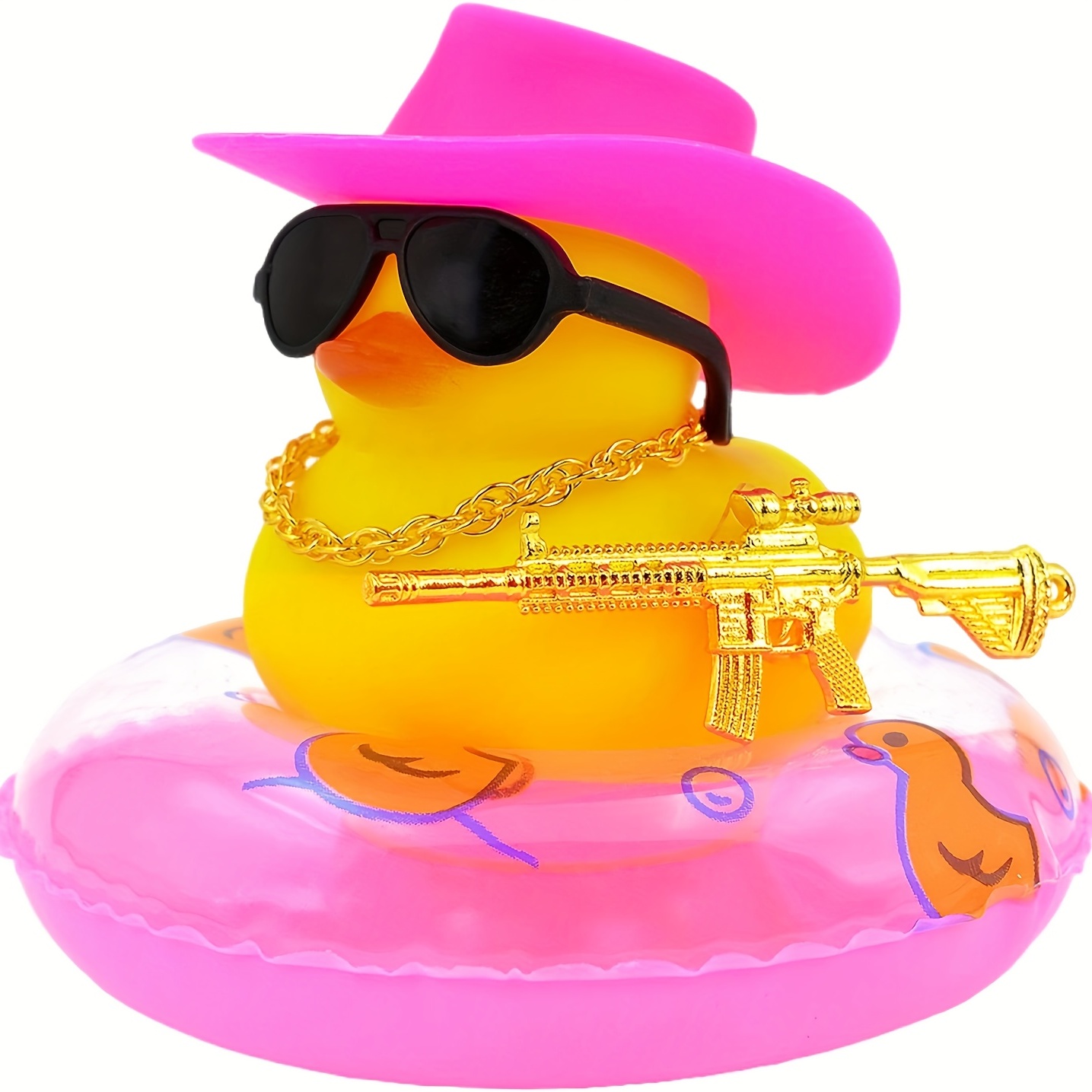 Rubber Yellow Duck, Hat Duck, Glasses Duck, Necklace Duck, Life
