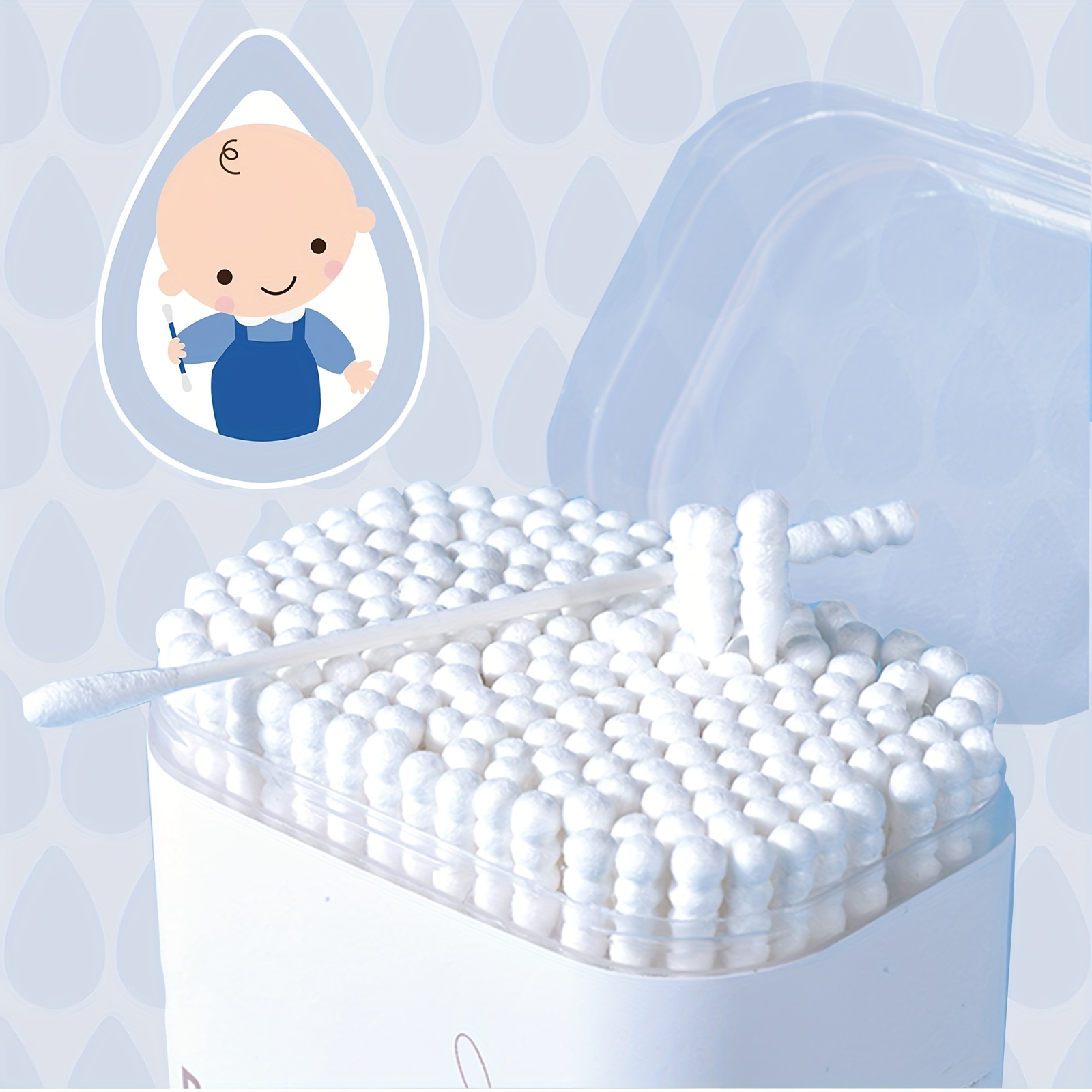 

200pcs Baby Cotton Swabs For Newborn, Babies, Kids, 100% Cotton, Safe For Baby