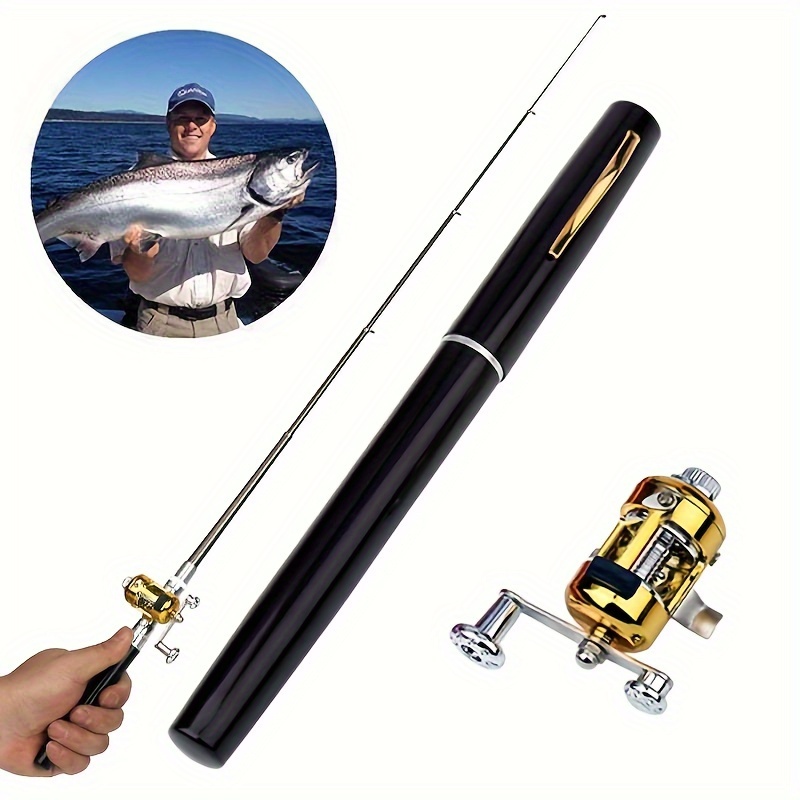 Pen Fishing Rod Kit, Pen Fishing Rod Reel Combo Set, Mini Pocket Telescopic Rod with Spinning Reel, 1.4m/55 Fishing Rod Reel Combo Kit for altwater