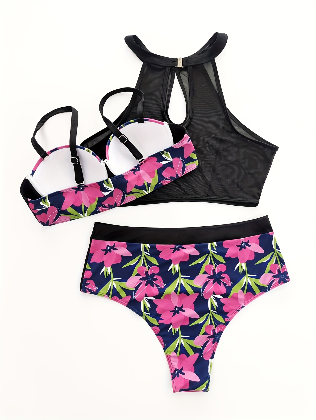 Plus Size Cute Bikini Set, Women's Plus Cherry Print Cut Out Tie Front Bra  & Panty Swimsuit Two Piece Set