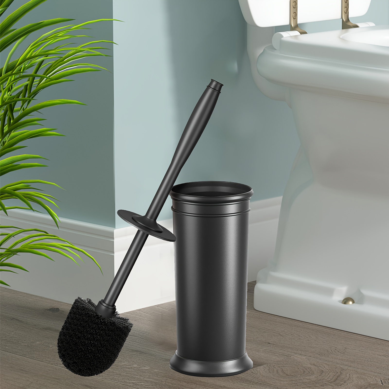 Escobilla de baño negra Escobilla de baño y soporte de metal para baño,  Escobilla de baño