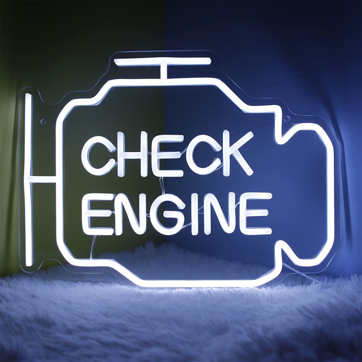 Check Engine Neon Sign Wall Decor Led Neon Garage Sign Temu