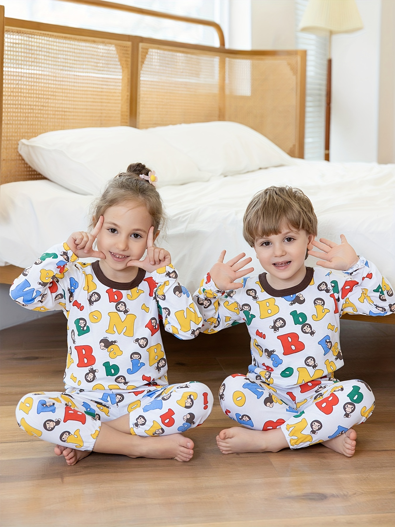 Pijama para niños pequeños de manga larga, 100% algodón, 2 piezas, para  niños de 1 a 10 años