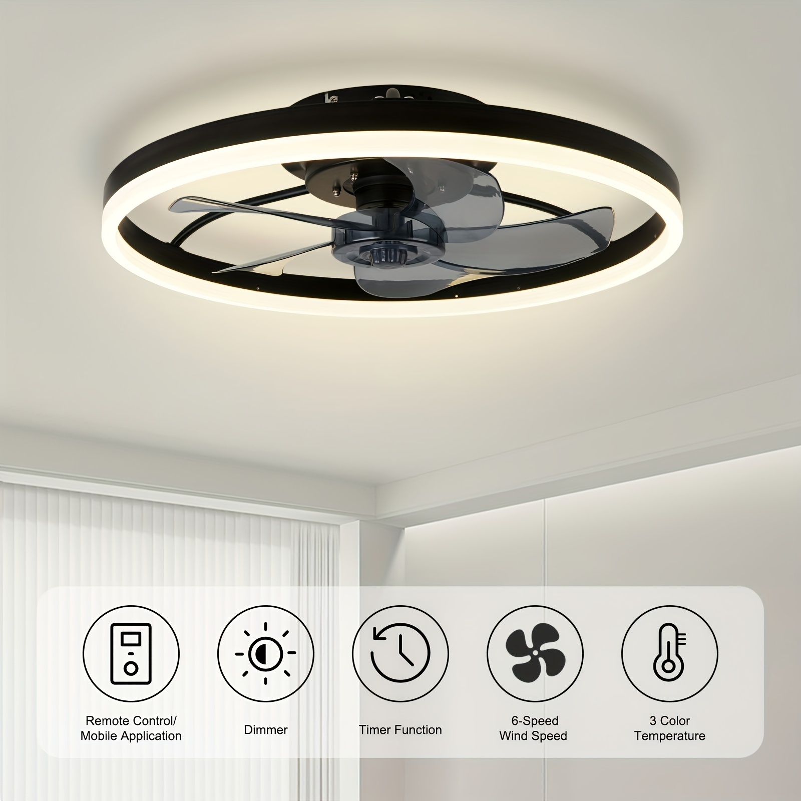 Ceiling Fans With Light Modern Small Low Profile Ceiling - Temu