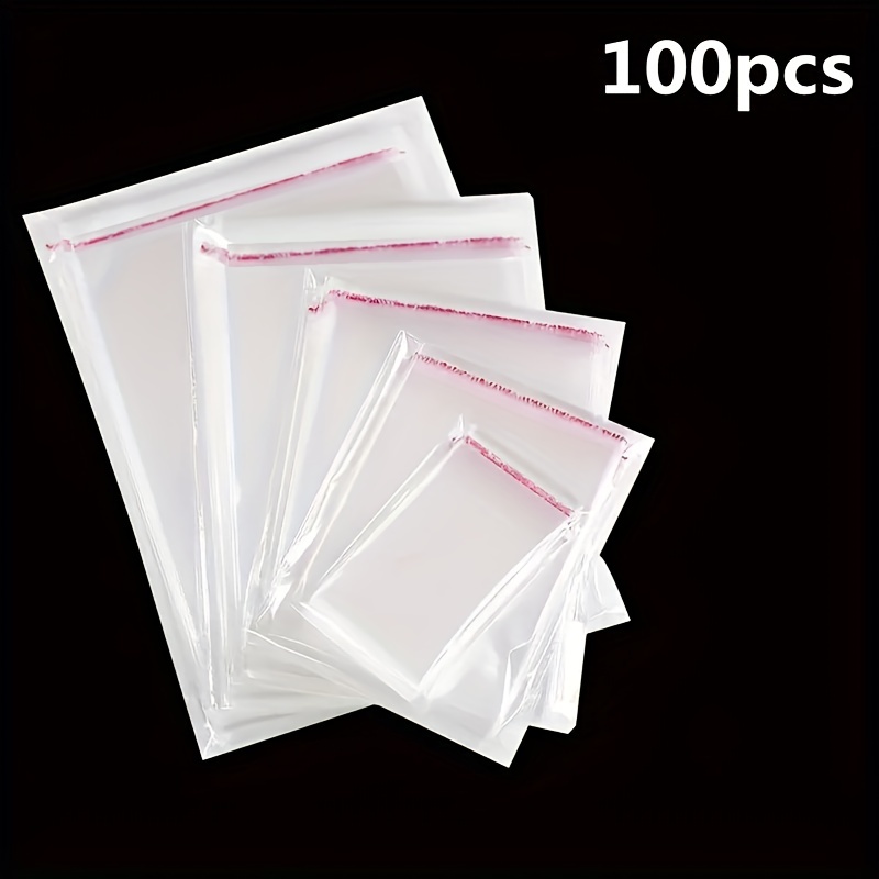 100 bolsas de celofán transparentes autoadhesivas de 8 x 10 pulgadas,  bolsas de plástico resellables perfectas para empaquetar ropa, camisetas