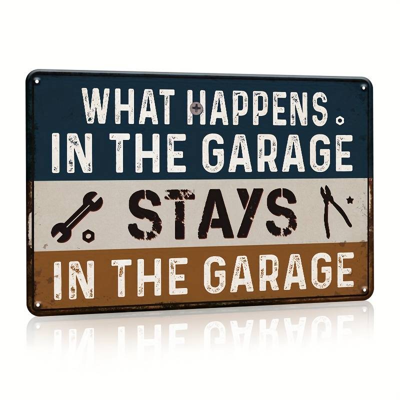 Cartello In Metallo Vintage "Nonni Garage" 30x20 Cm - Decorazione Da Parete Per Officina E Casa