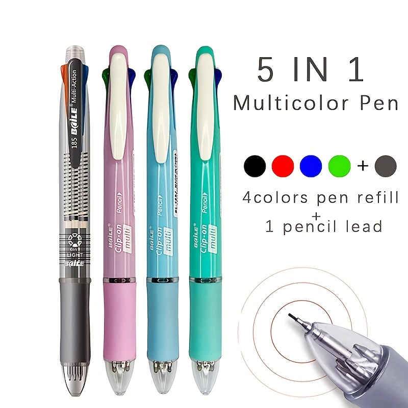 5 In 1 Multicolor Ballpoint Pen Set 4 Replaceable Ink Refills 1 