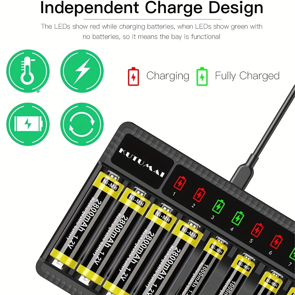 Caricabatterie Intelligente A 8 Slot Display A Led Batterie - Temu