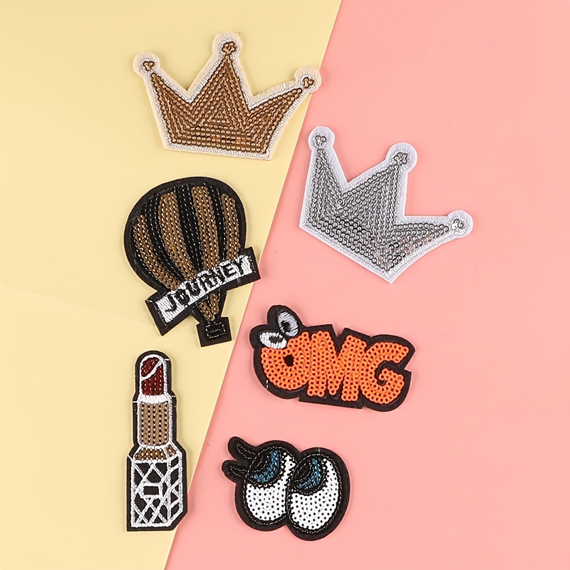 Cartoon Crown Lettering Patch Embroidery Iron On Fabric - Temu