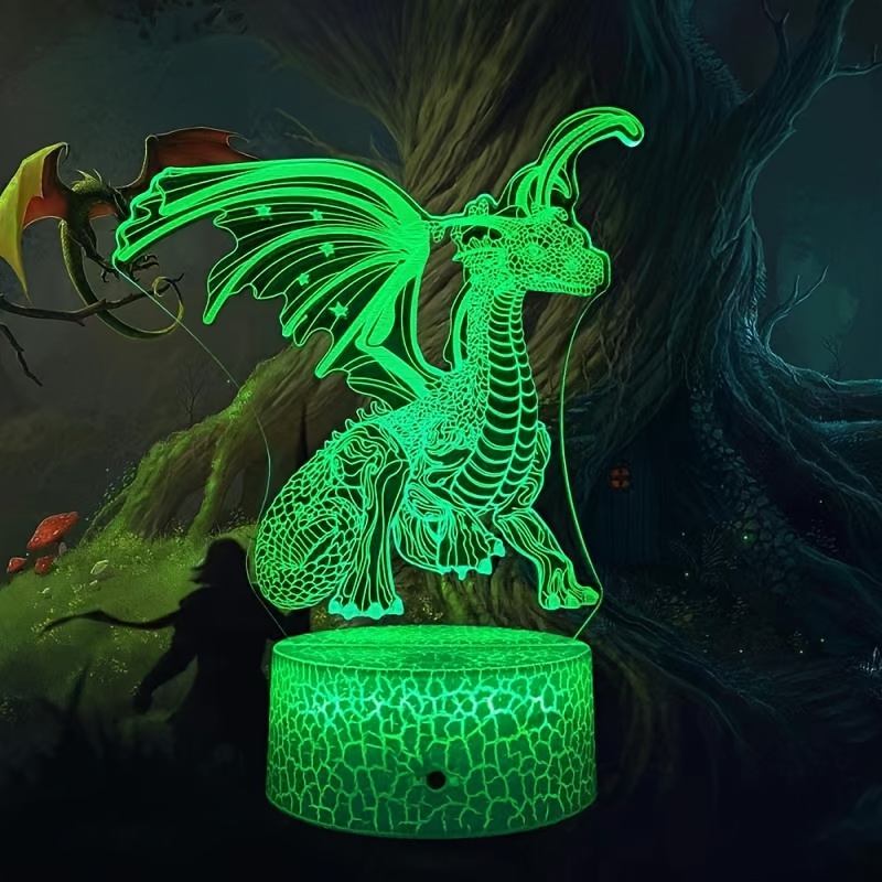 Lampe de nuit dragon de glace 3D, lampe décorative de bureau de dessin  animé, cadeaux d'anniversaire de Noël pour enfants