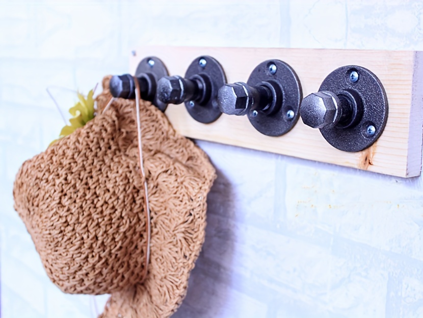Industrial-Style Heavy-Duty Metal Wall Hook Rustic Decorative Hanger  for Clothes, Kitchen, Bathroom Entryway Easy Wall-Mounted