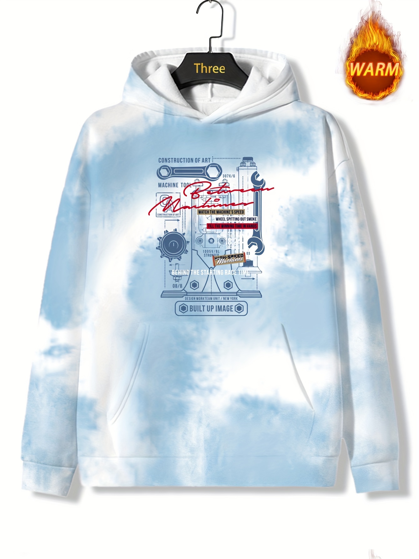 Temu Art Graphic Print Hoodie, Cool Hoodies for Men, Men's Casual Graphic Design Pullover Hooded Sweatshirt with Kangaroo Pocket Streetwear for Winter