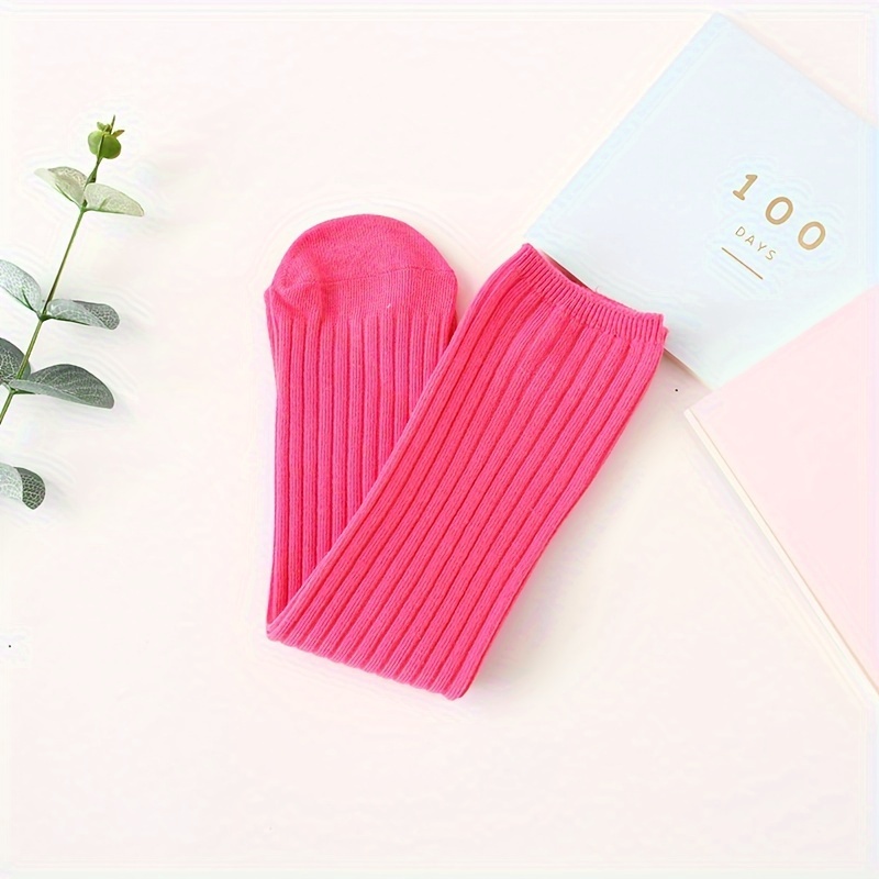 Colorful Vertical Striped Knitted Thigh Stockings 1 Pair Girls Love