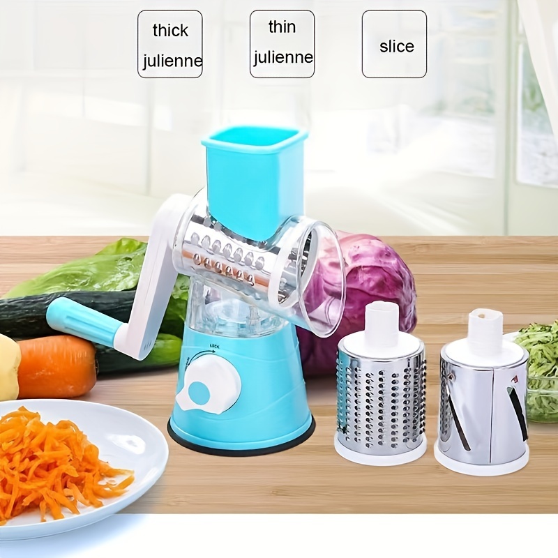 Manual Rotating Vegetable Fruit Cheese Nut Slicer Cutter Shredder Grinder  Spiralizer,hand Crank Dicer Chopper Veggie Pasta Salad Maker With 3  Changeable Stainless Steel Rotary Blades - Temu Germany
