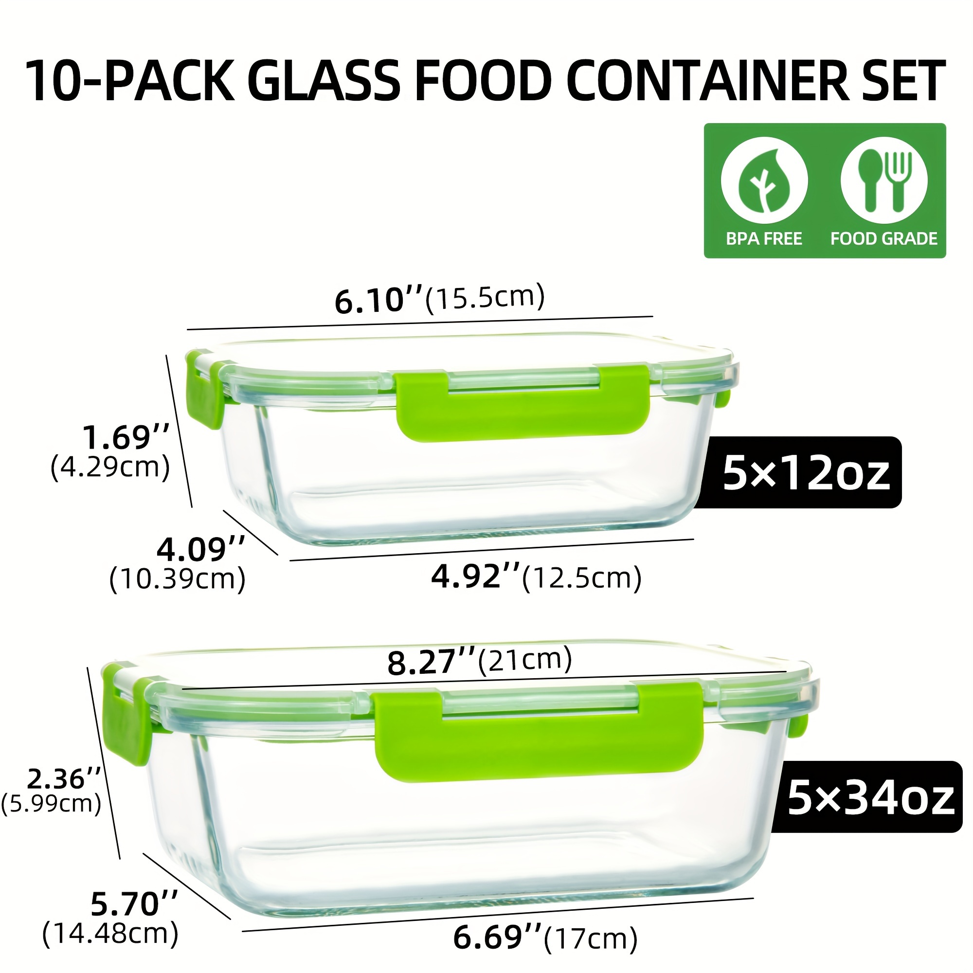 Contenitori per alimenti in vetro di lusso Contenitori ermetici per il  pranzo in vetro Bento con coperchi in plastica per la preparazione dei pasti