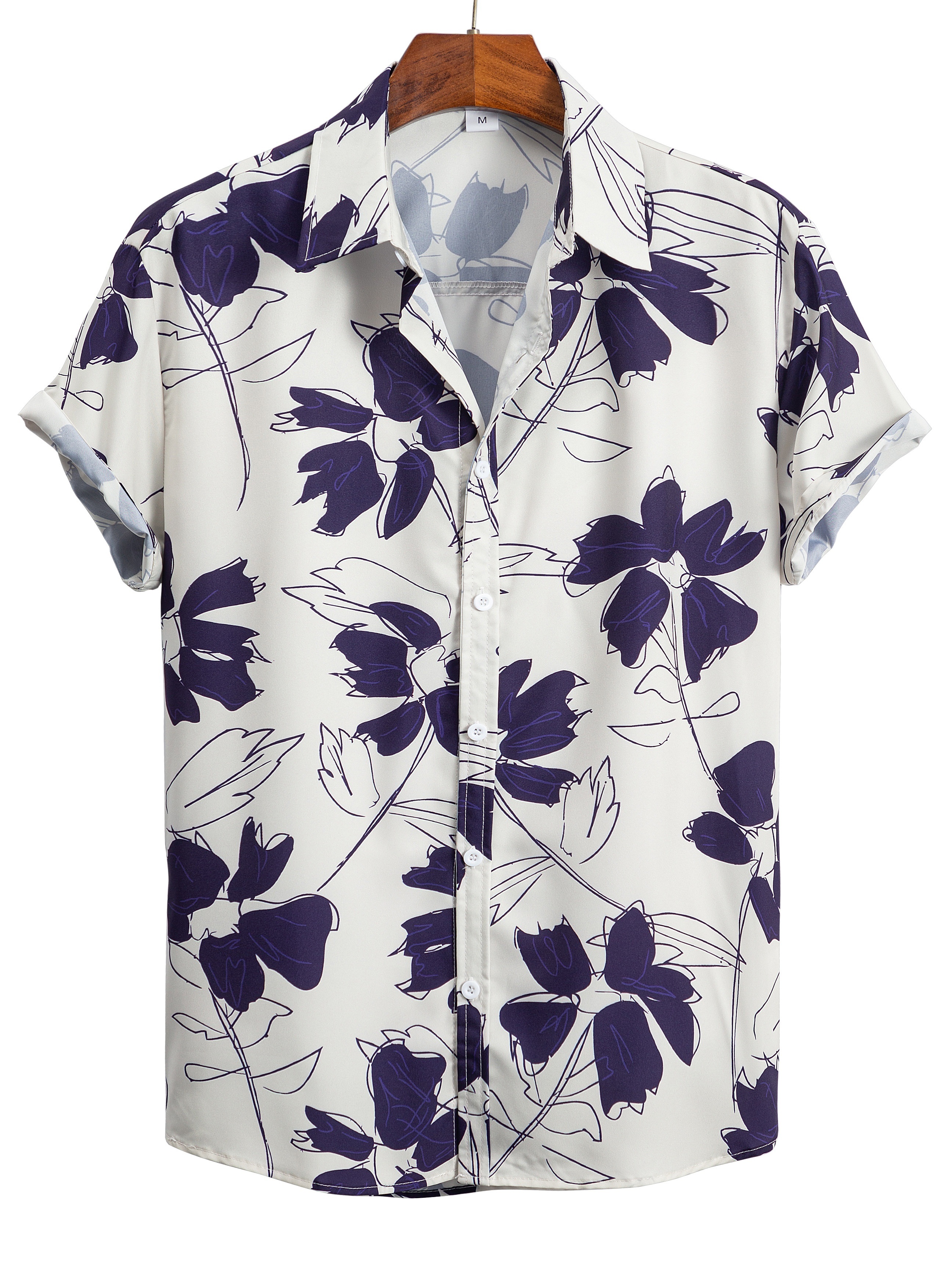 Men's Casual Button-up Short Sleeve Shirt Floral Hawaiian Shirt Casual  Hawaiian Print Shirt - Temu