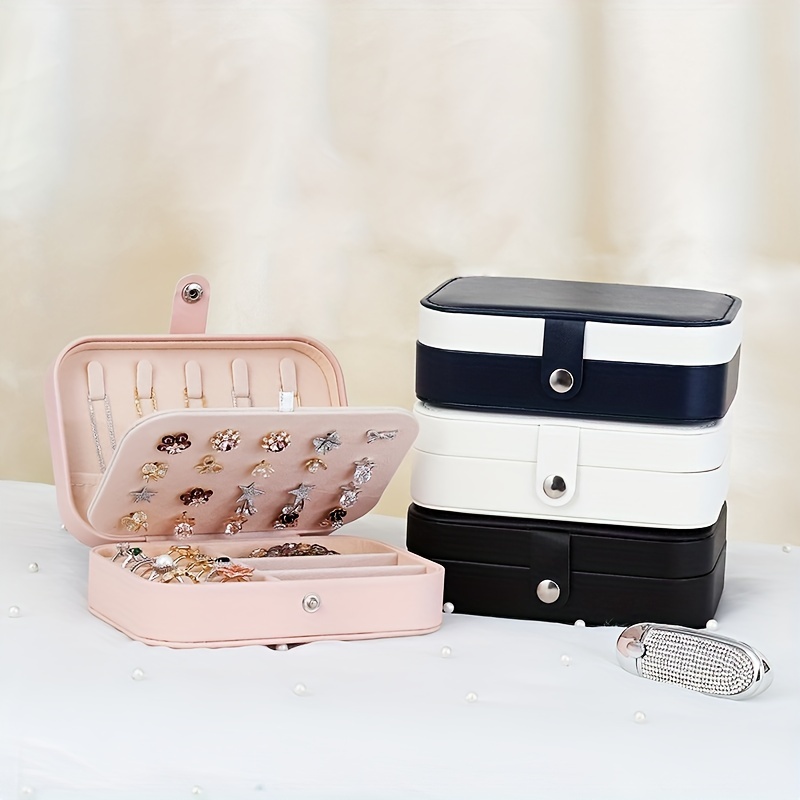 1pc Portable Jewelry Box, Minimalist Multi-grid Jewelry Storage Box For Home