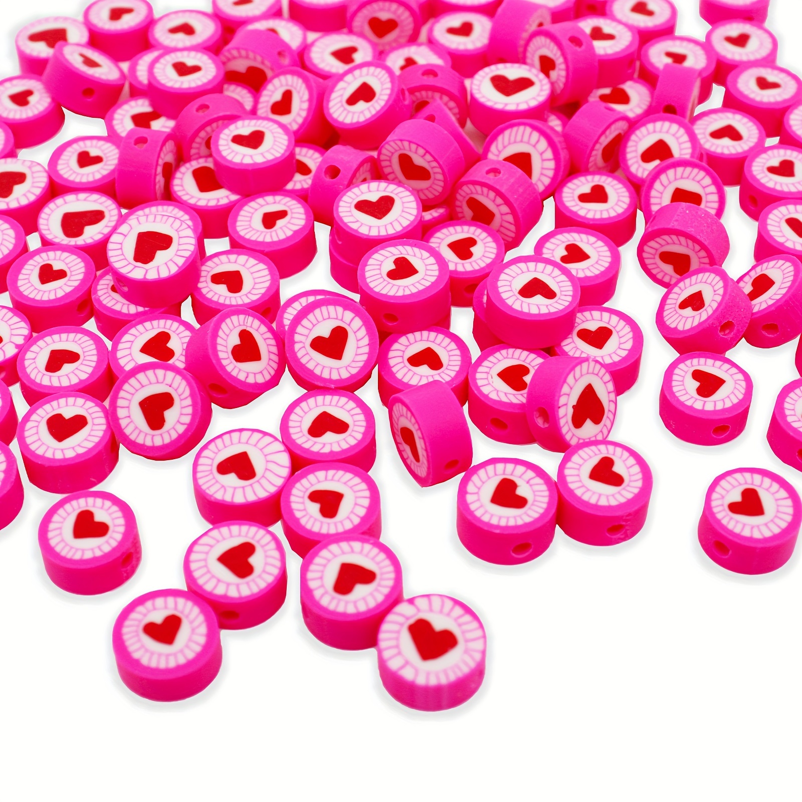 30Pcs/Pack 10mm Polymer Clay Love Beads Loose Beads Red Lucky Clay Beads  For DIY Jewelry Making Bracelet Necklace Accessories