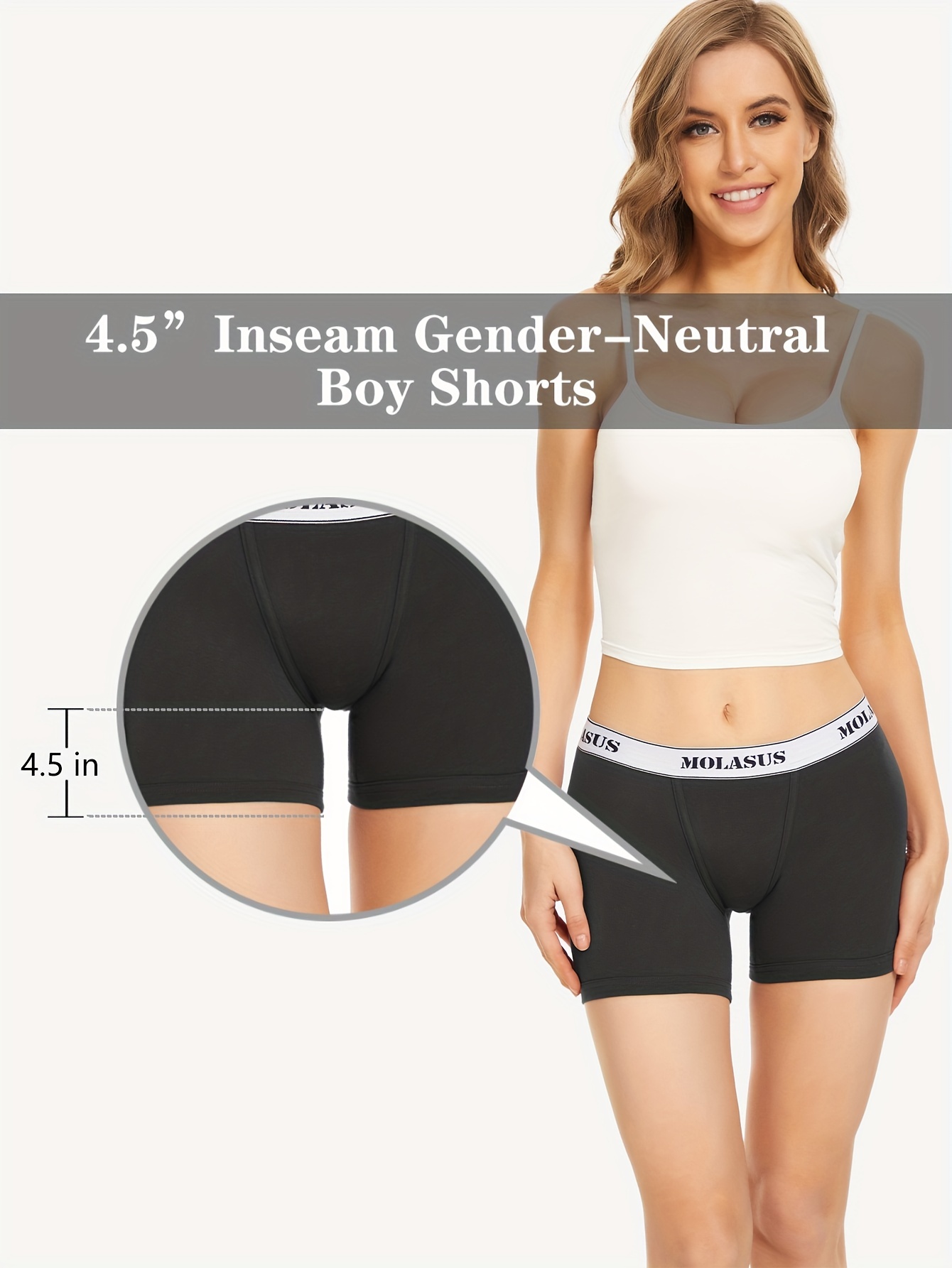 Molasus 4.5 Inseam Womens Trunks Underwear Soft Cotton Boxer