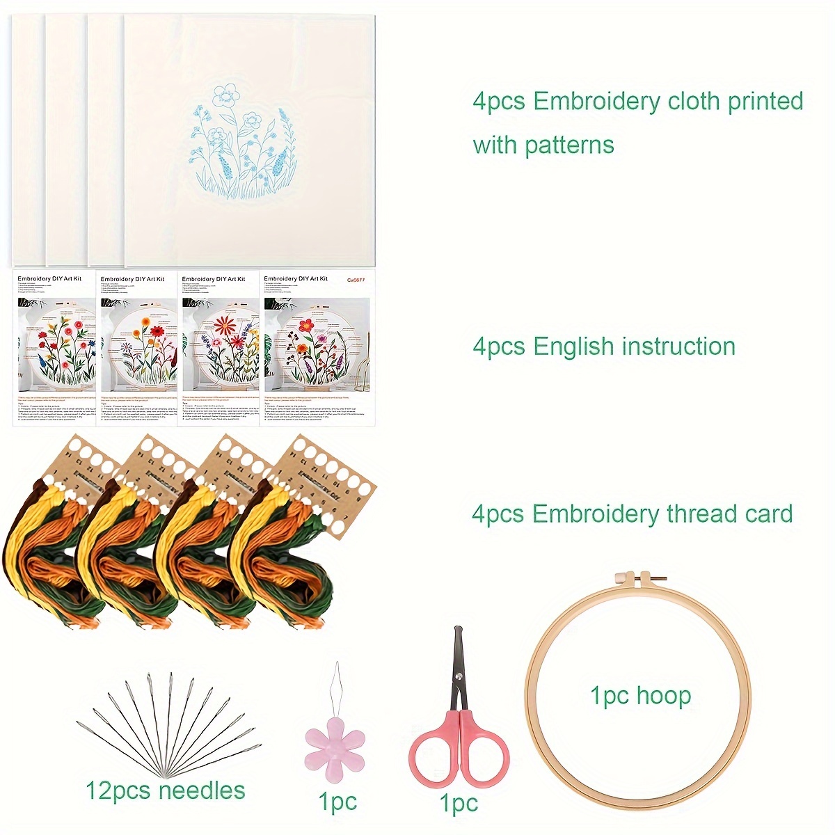 Diy Embroidery Kit Flowers And Plants Pattern - Temu