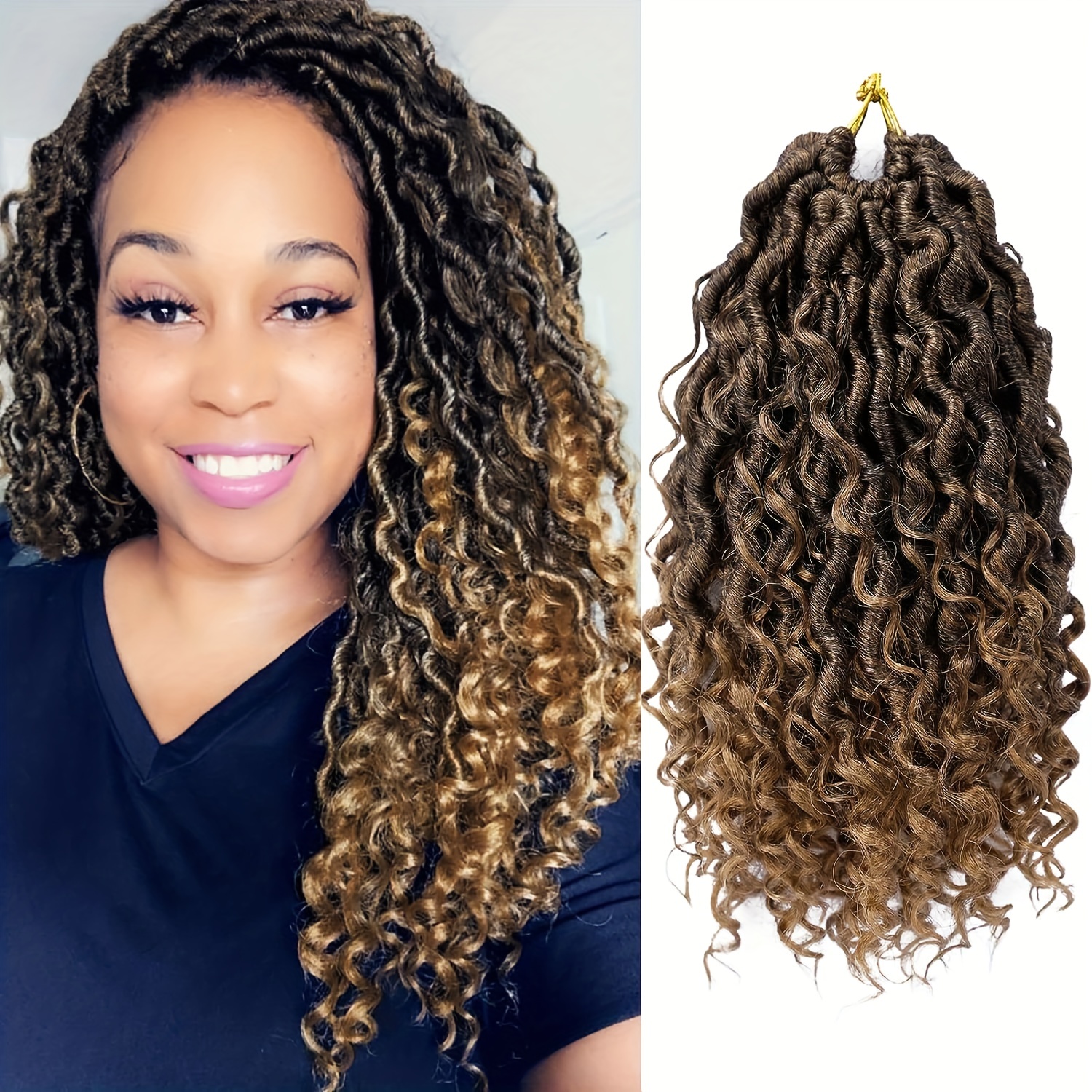 Faux Locs Crochet Hair 6Packs Goddess Locs Crochet Hair Curly Ends 18Inch  Pre-looped Locs Crochet Hair Synthetic Crochet Braids Hair for Women 1B