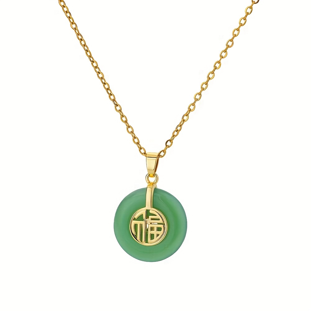 Collier En Faux Jade Doré De Style Chinois, Rétro, Personnage Fu, Imitation  Pierre De Jade, Pendentif En Verre, Bijoux, Pendentif Porte-bonheur, Cadeau  - Temu Belgium