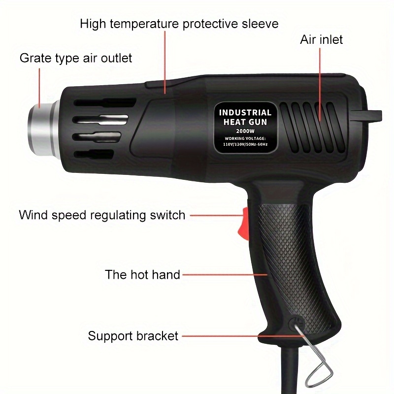 SHCKE Mini Heat Gun Portable Handheld Hot Air Gun Electric 300W Heat Gun  for Craft Epoxy Resin Shrink Wrap Drying Paint Electronics Embossing 