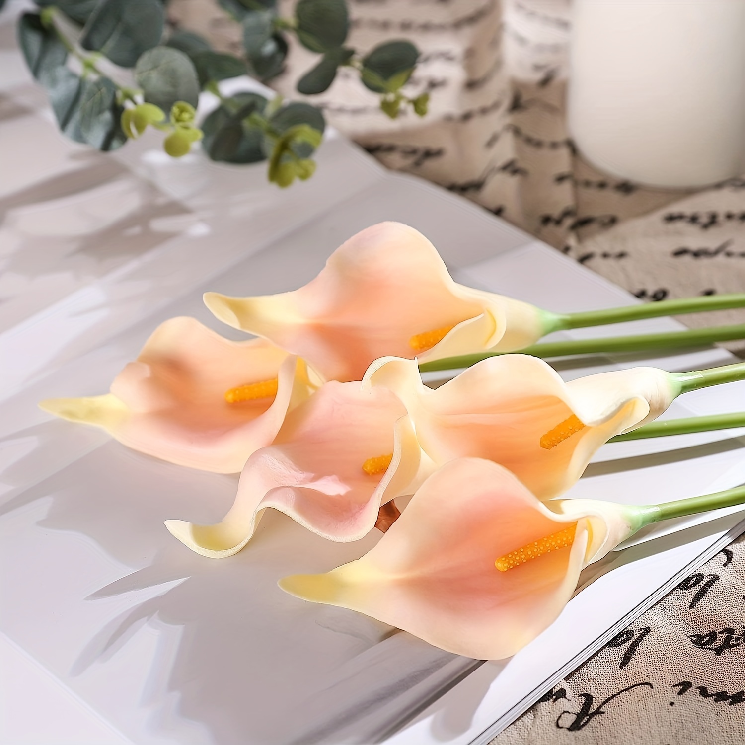 20 Pcs Black Artificial Flowers Real Touch Calla Lily Flowers for