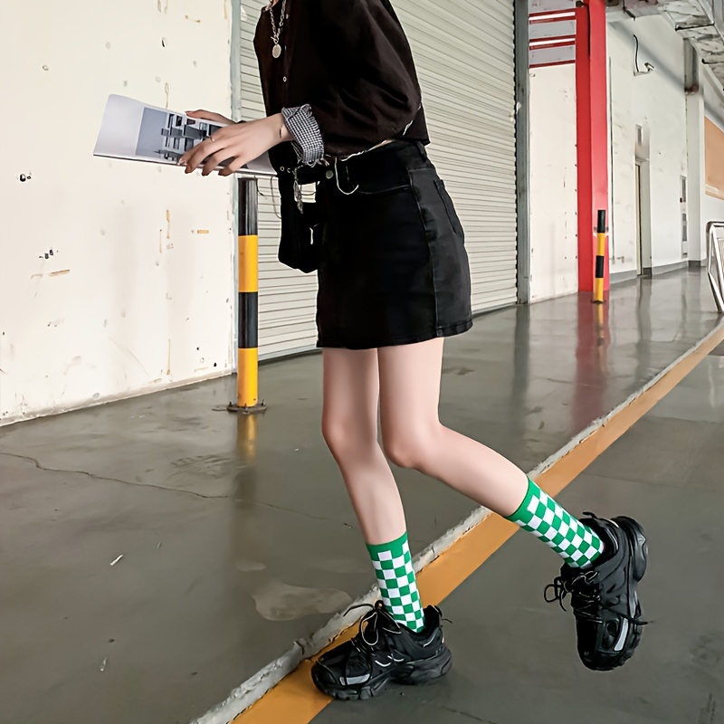 Plaid Print Socks Breathable All-match Stockings Women's Hosiery