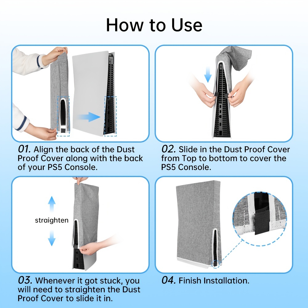 Housse de protection anti-poussière PS5 lavable imperméable anti-rayures