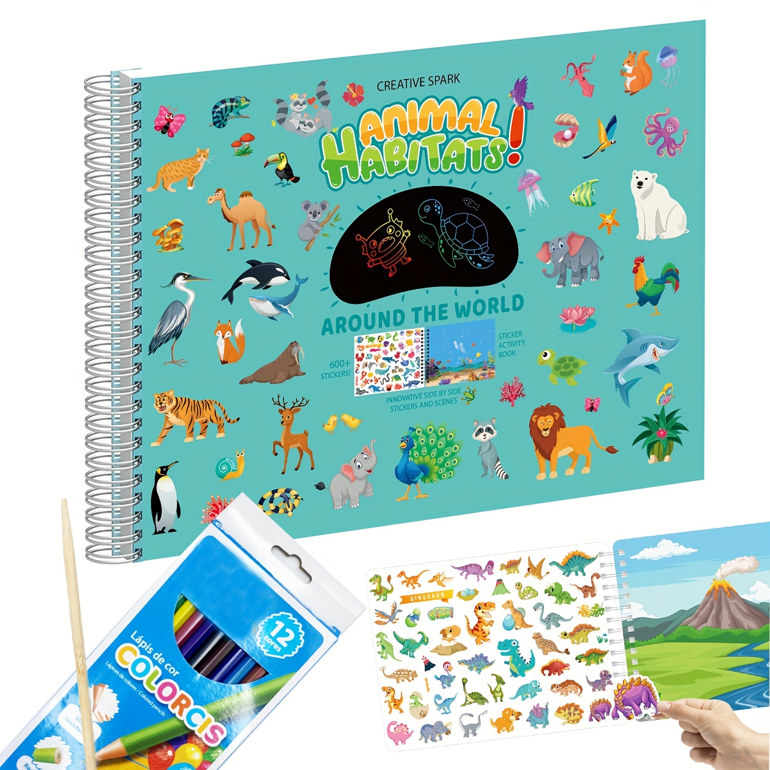 Reusable Sticker Book for Toddlers 1 2 3 Year Old, Birthday Present for  Girls Boys 12 24 Month Stickers Book Boys Space Dinosaur Animal Stickers  Books