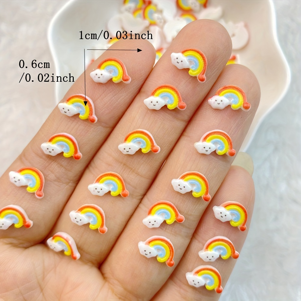 40pcs Mini Rainbow Resin Nail Art Charms - Flatback Stones For Diy Manicure, Scrapbooking & Wedding Decorations