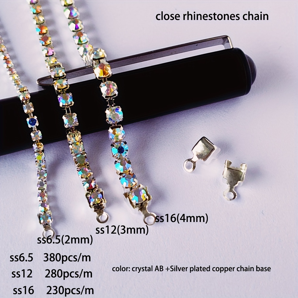 Rhinestone chain,3mm rhinestones,rhinestone chain by the foot