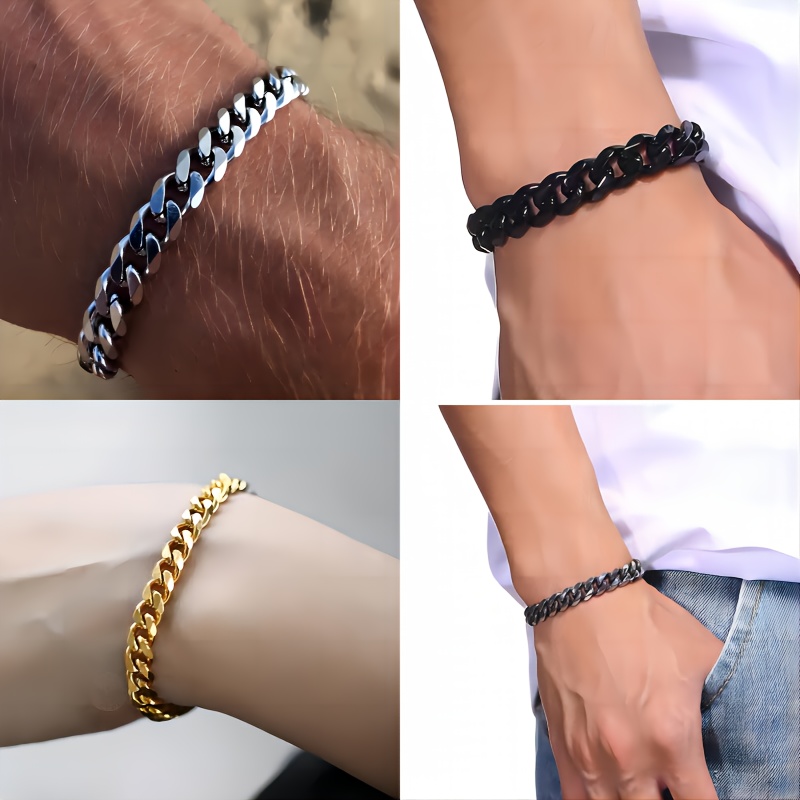 1pc-stainless Steel Hand-woven Chain Bracelet Men Irregular Cool Armband Bracelets  Male Jewelry - Temu