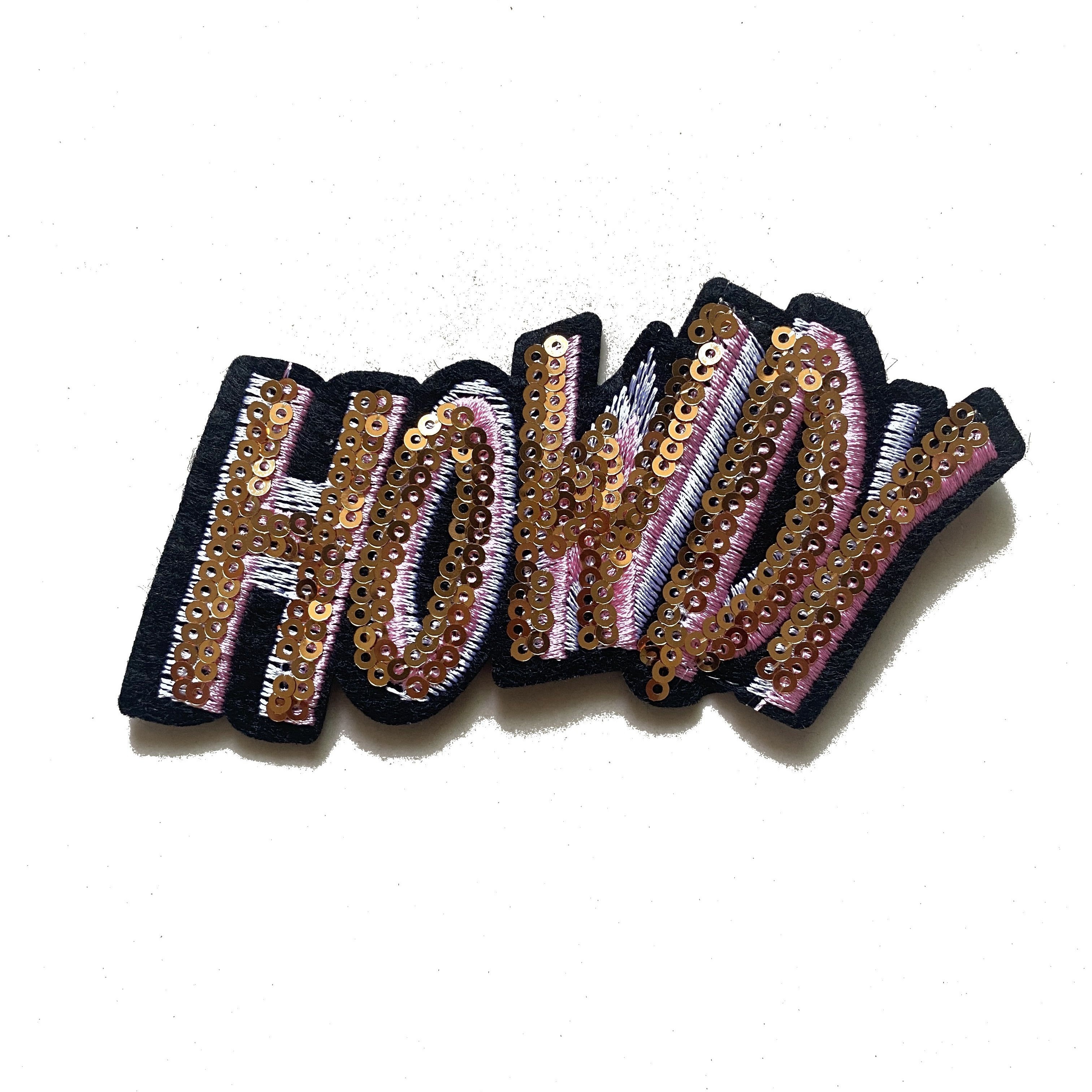 Pink Yellow Letter Patches Gradient Pearl Beads Rhinestone Iron On Patch  For Clothes English Alphabet Applique Badges 1Pcs