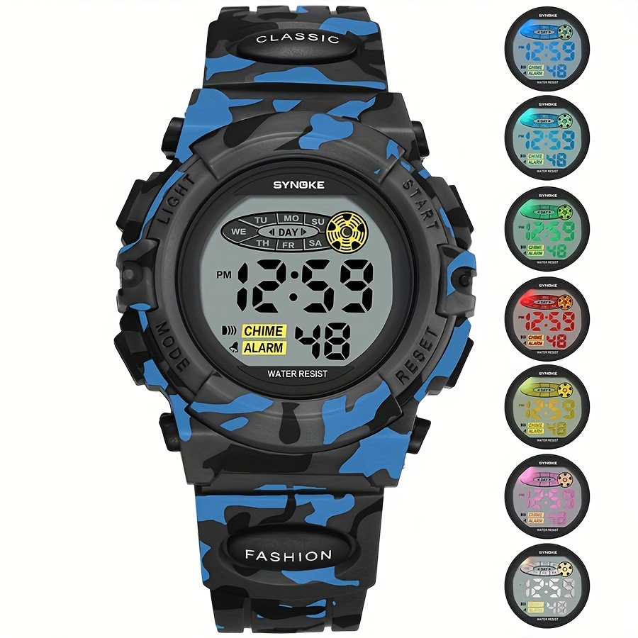 Reloj electr nico de camuflaje para ni os reloj con alarma luminosa colorida para ni os opci n Ideal para regalos