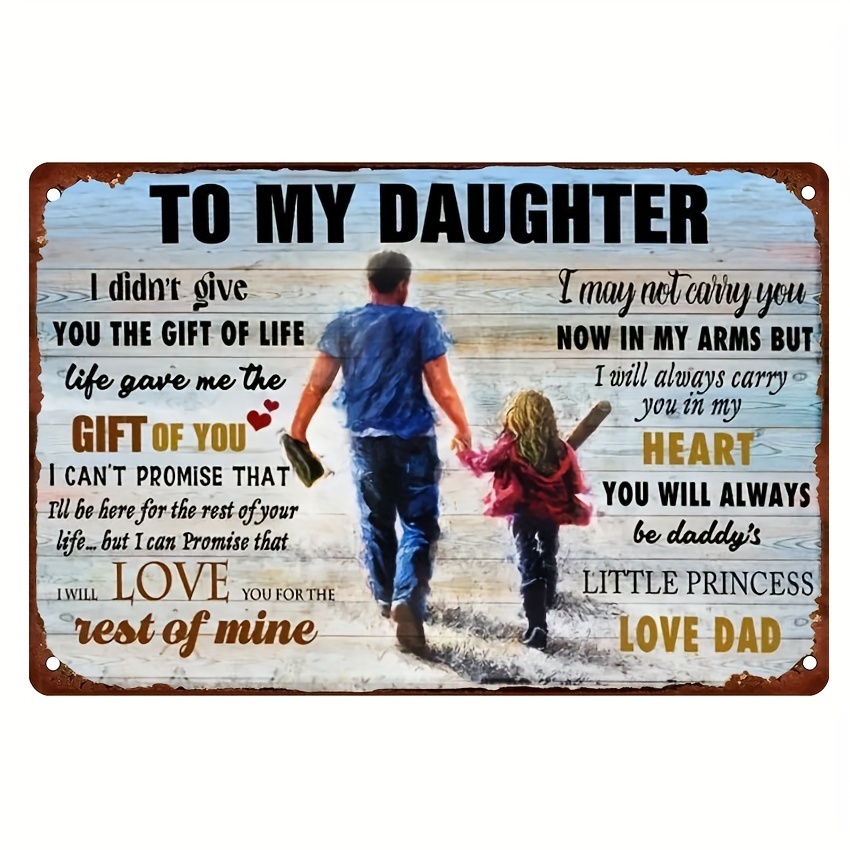 

1pc, To My Daughter Retro Metal Tin Sign Vintage Sign For Home Wall Decor 12x8 Inch