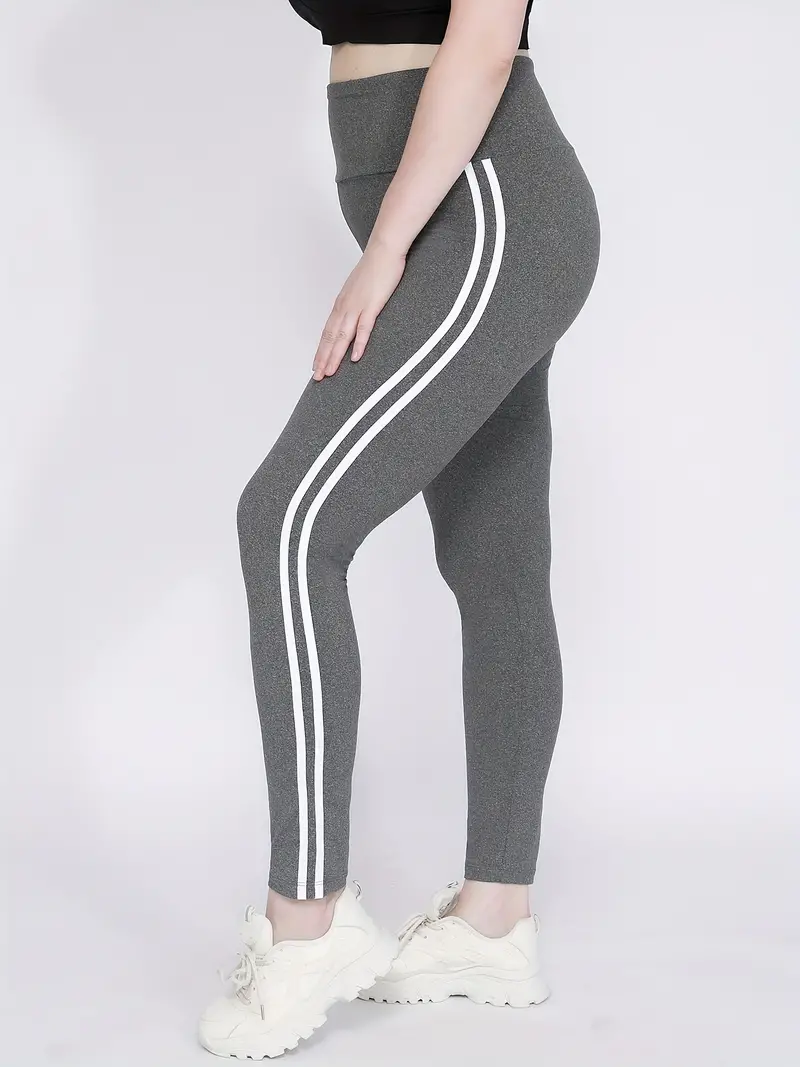 Plus Size Sports Pants Women's Plus Side Striped High - Temu