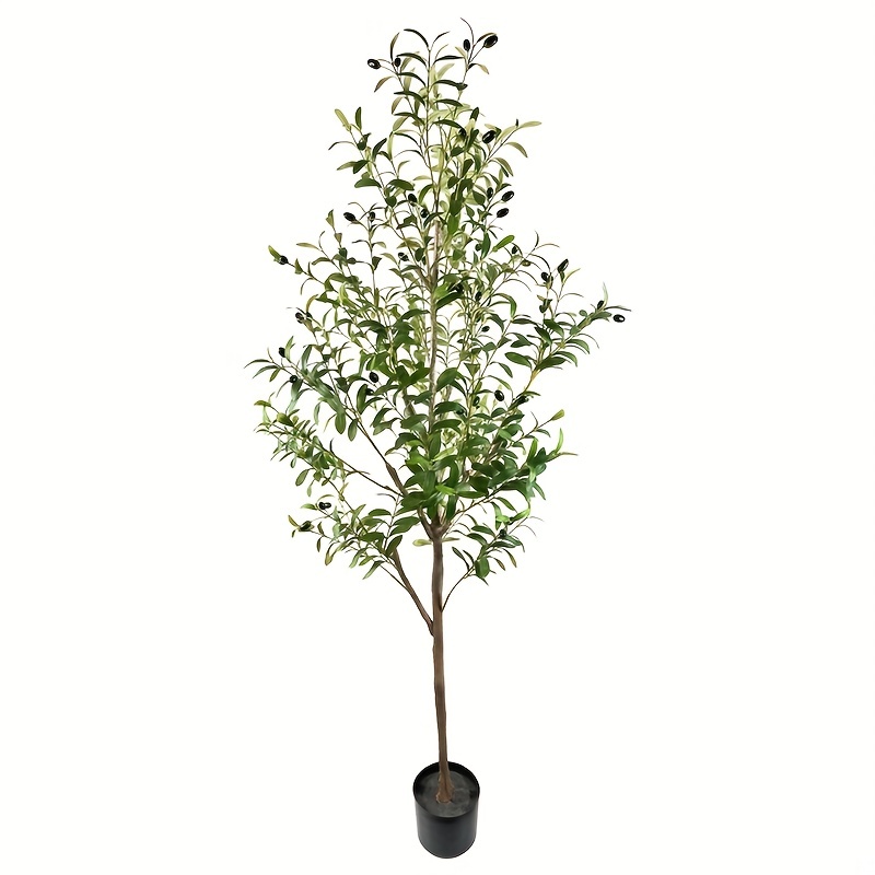 Mini olivo artificial, 16.5 pulgadas, plantas en maceta de árbol artificial  casi natural, ramas y frutas de árbol artificial de seda topiaria para